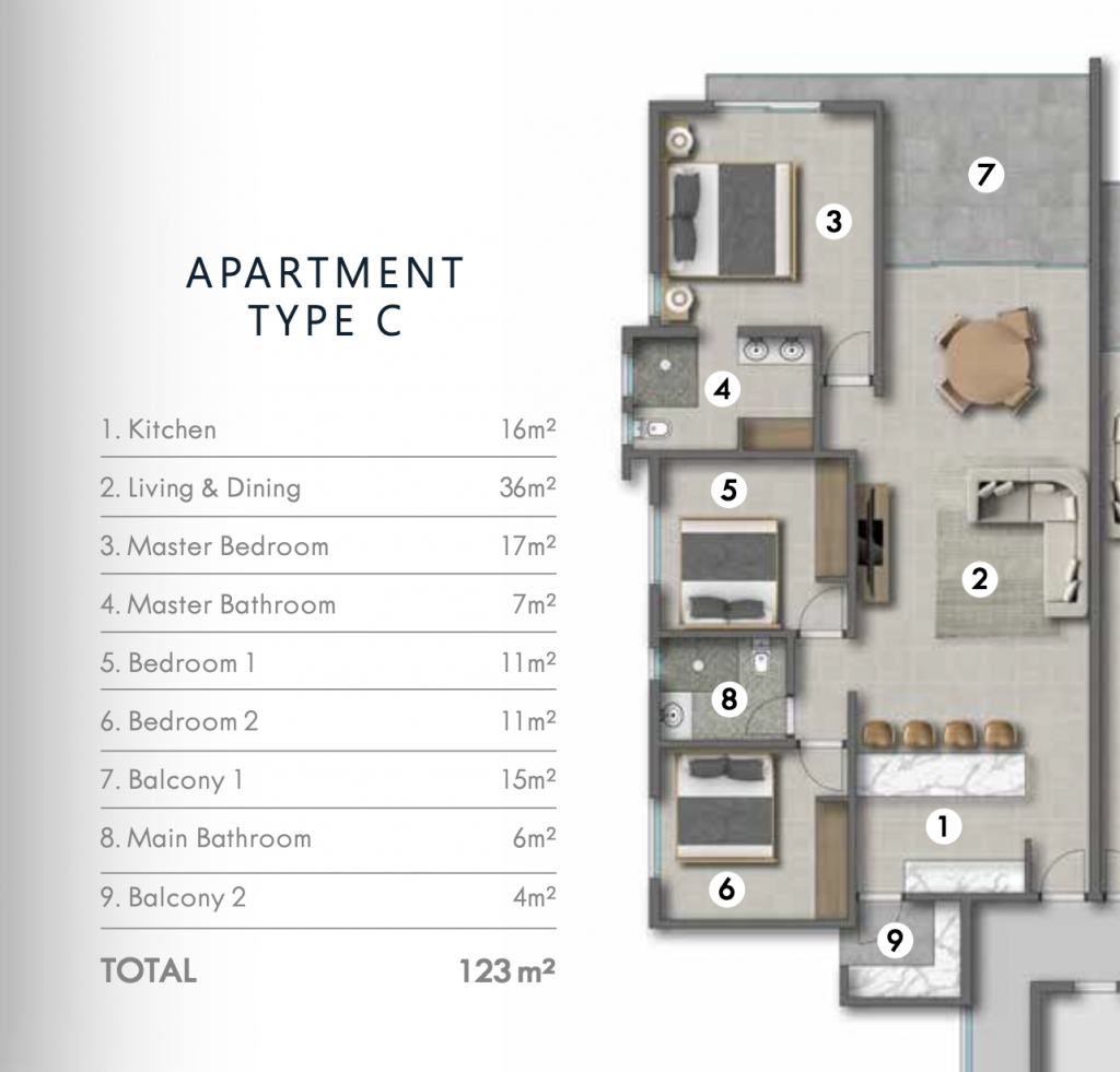 Appartement neuf 3 chambres 122 m²